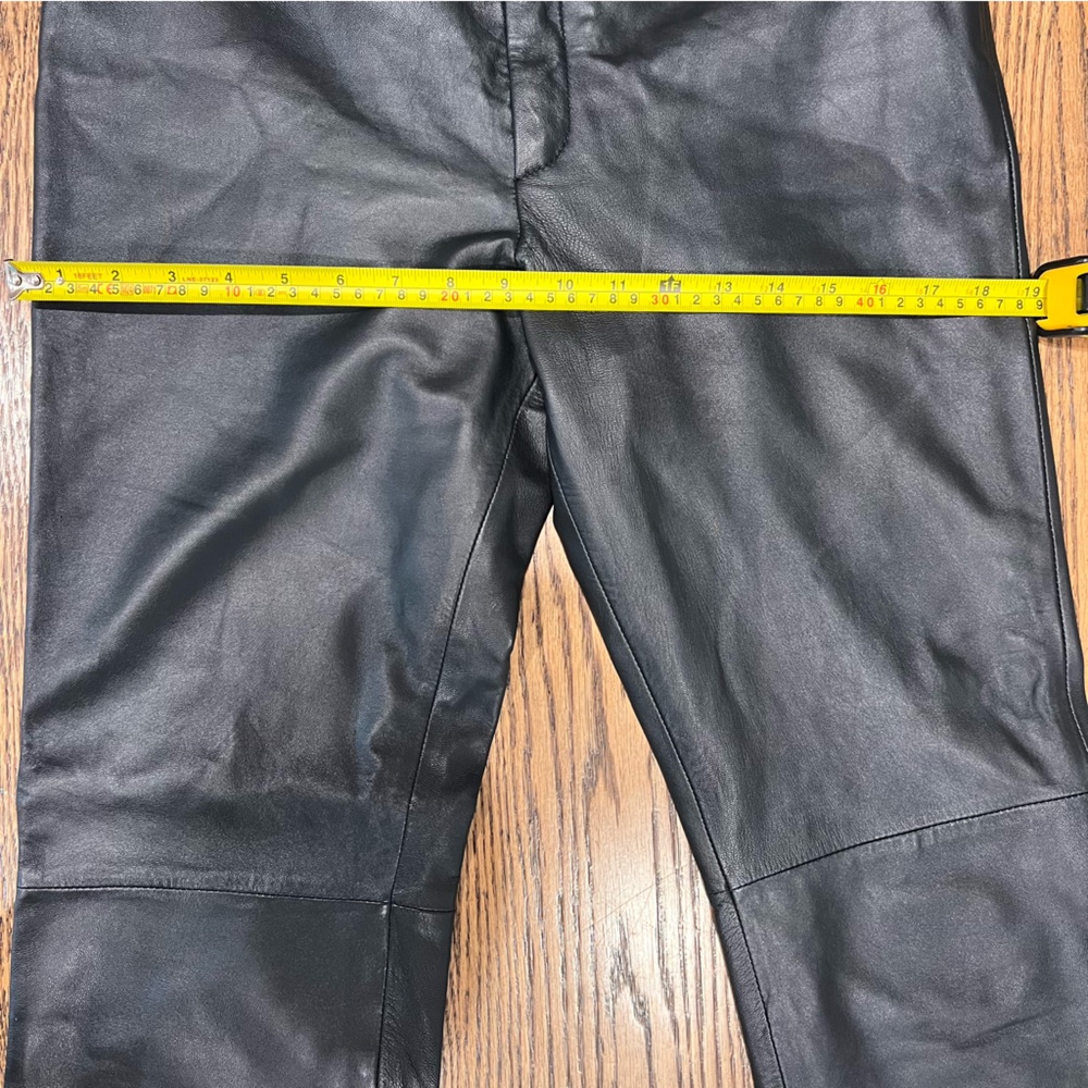 Nicole Miller New York 100% Leather Pants High Rise Straight Leg Black Y2K, 8 - Picture 14 of 14
